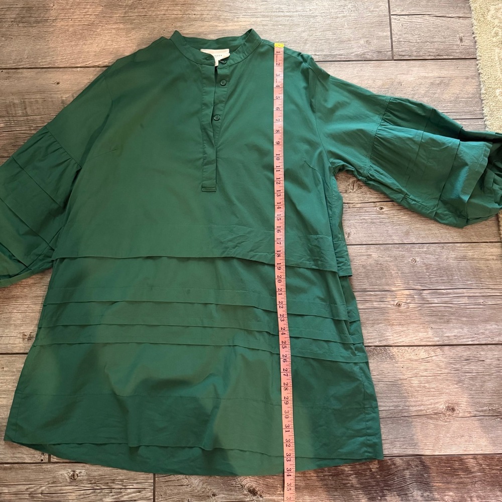 Pomander Place Women Green Pintuck Tiered Balloon Sleeve Tunic Top Y22657T M - Picture 11 of 12